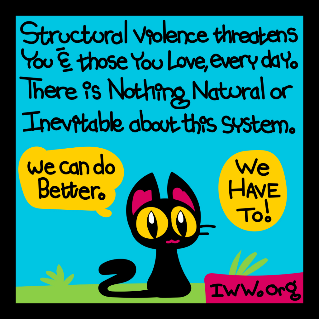 Structural violence threatens you and those you love every day. There is nothing nautal or inevitable about this system. We can do better. We have to!